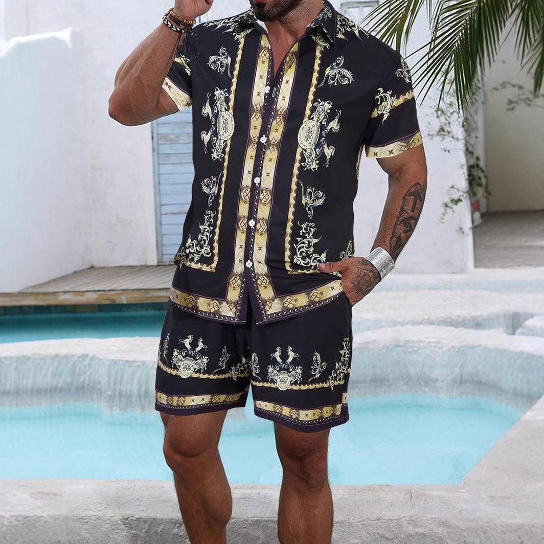 Chemise et short décontractés pour hommes, impression numérique 3D