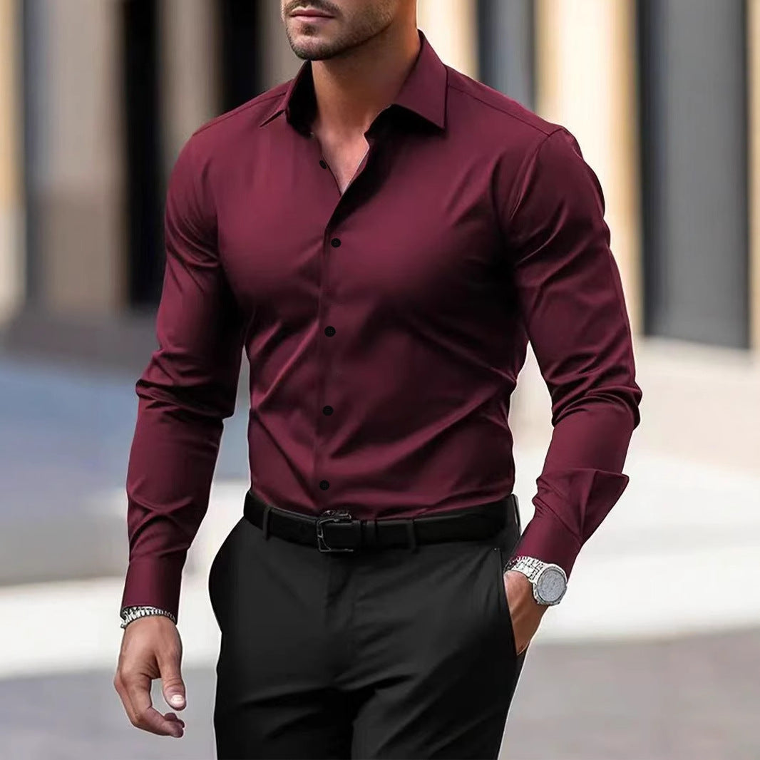 Chemise homme à manches longues, coupe cintrée, tenue de soirée