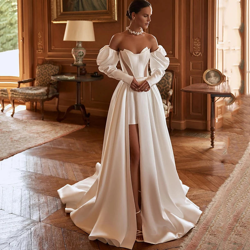 Robe de mariée trapèze Eightree pour femme, élégante, décolleté en cœur, fente haute, robe de soirée, bal, personnalisée, 2025