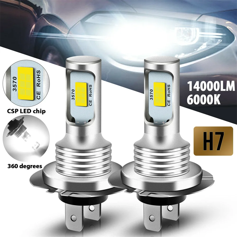 2Pcs H7 H4 Led Car Headlight Super Bright CSP LED Headlight Fog DRL Bulbs Kit High Low Beam White - IFINDALL