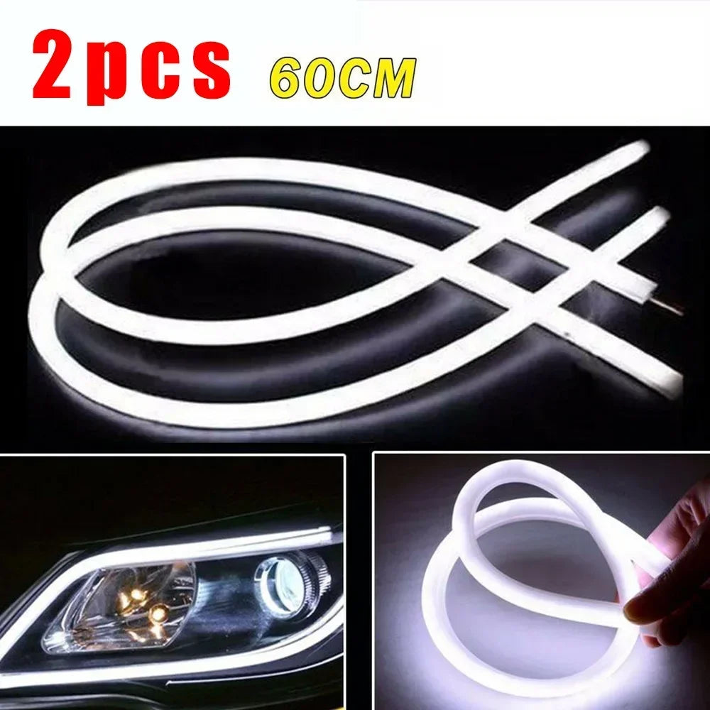 2 PCS DRL Car Flexible LED Daytime Running Lights Turn Signal Lamp Headlight Waterproof 60cm White 6000K DC 12V - IFINDALL