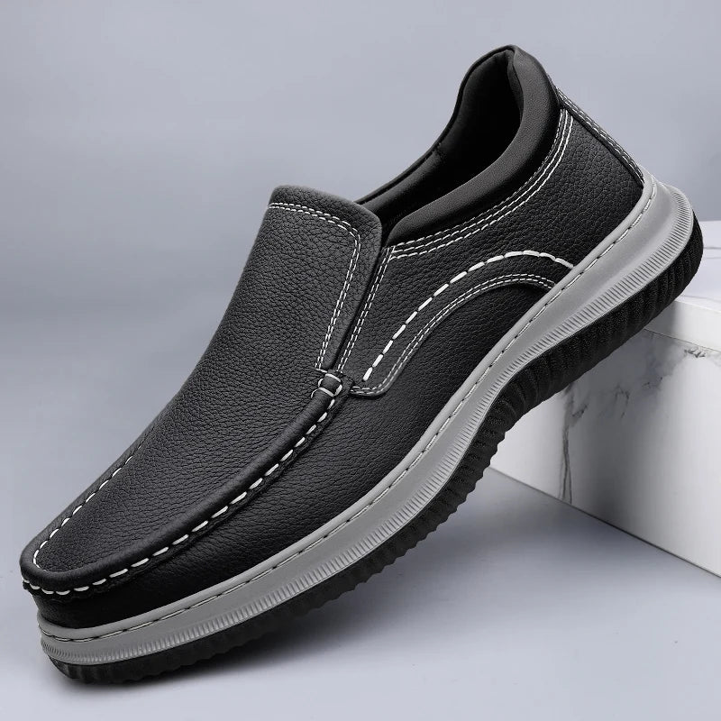 Genuine Leather Men Business Loafers Antiskid Casual Leather Walking Shoe Classic Flats Designer Outdoor Driving Minimalist Shoe - IFINDALL