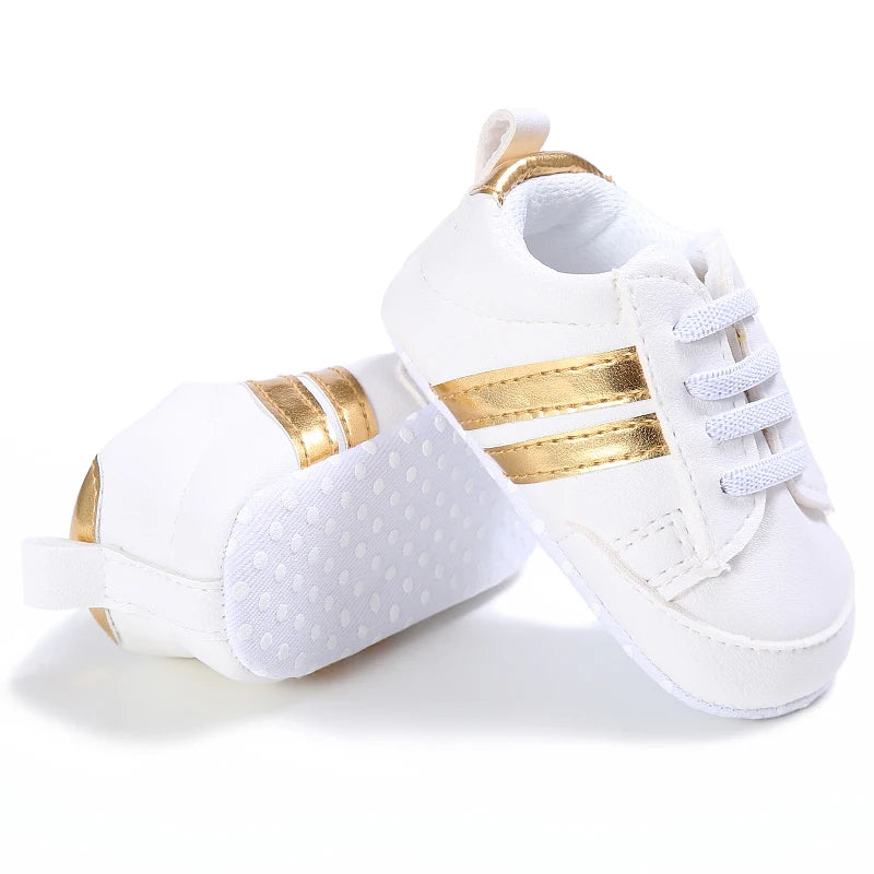 Baby Shoes Luxury Designer Toddler Shoes Newborn 0 to 3 6 9 12 18 24 Months PU Leather Soft Sole Anti-slip Kids Shoes Boys Girls