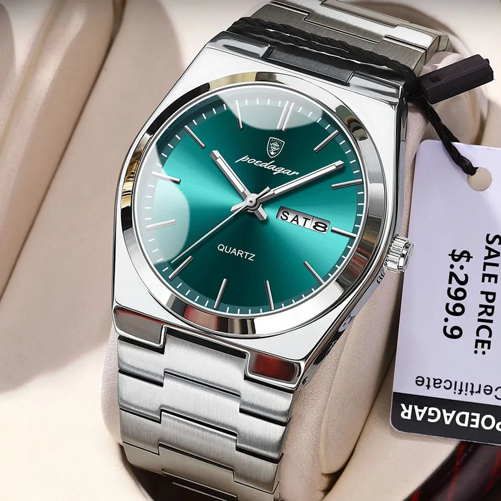 POEDAGAR Men's Watches Fine Steel Sport Fashion Original Quartz Watch for Man Waterproof Luminous Date Weel Gentleman Trend Relo - IFINDALL