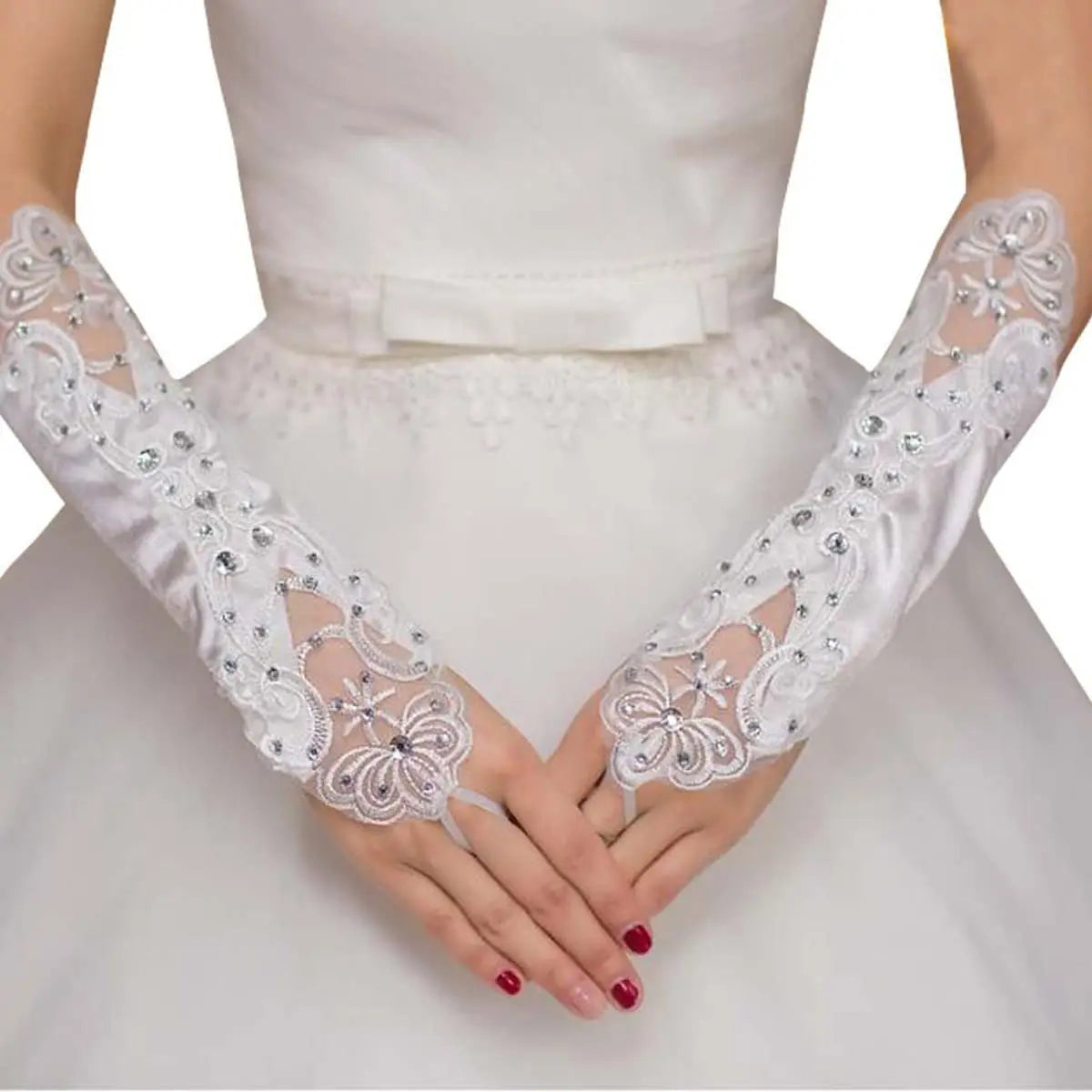 Wedding Show Party Clothing Accessories Dance Gloves Women Miss Business Etiquette Long Satin Bridal Gloves With Fingerless