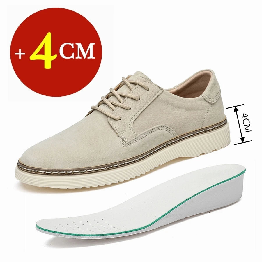 Classic Genuine Leather Casual Shoes Sneakers Man Elevator Shoes Height Increase Shoes for Men Insoles 4CM Sports Leisure Taller - IFINDALL