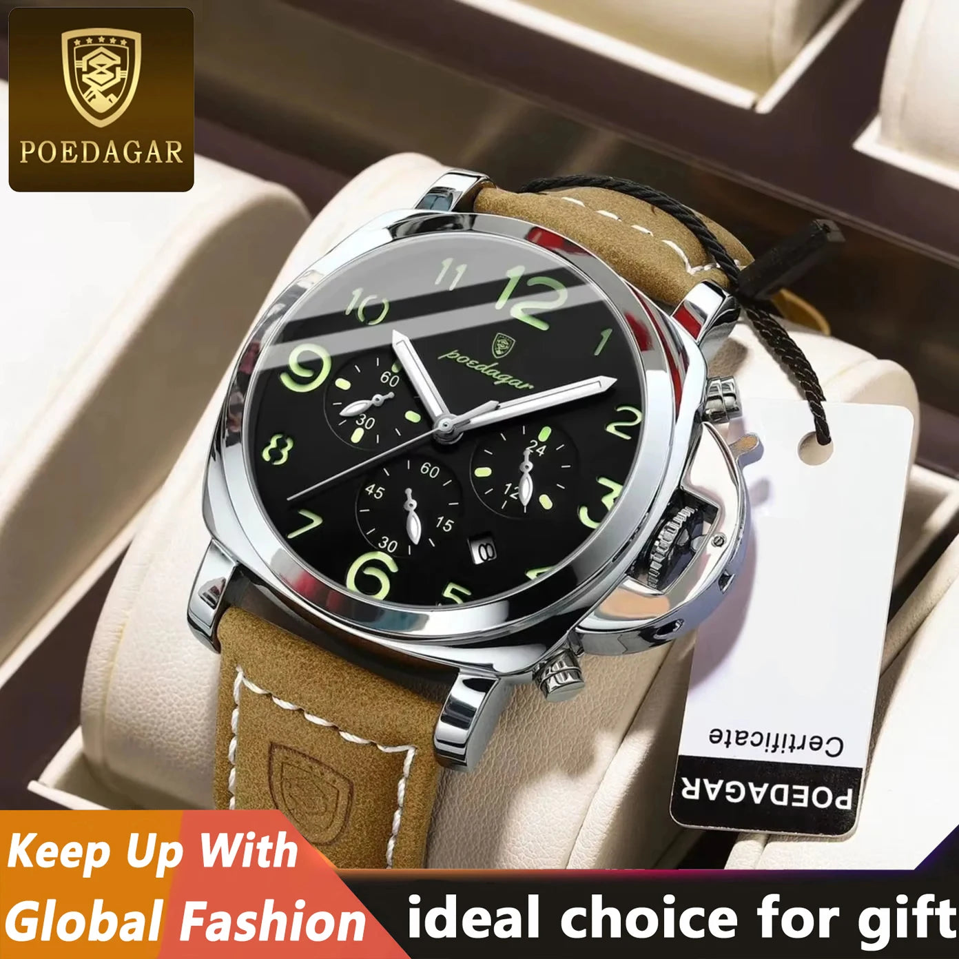 POEDAGAR Sports Military Watch For Men Waterproof Luminous Leather Man Watch Quartz High Quality Men's Sports Watches Male Reloj - IFINDALL