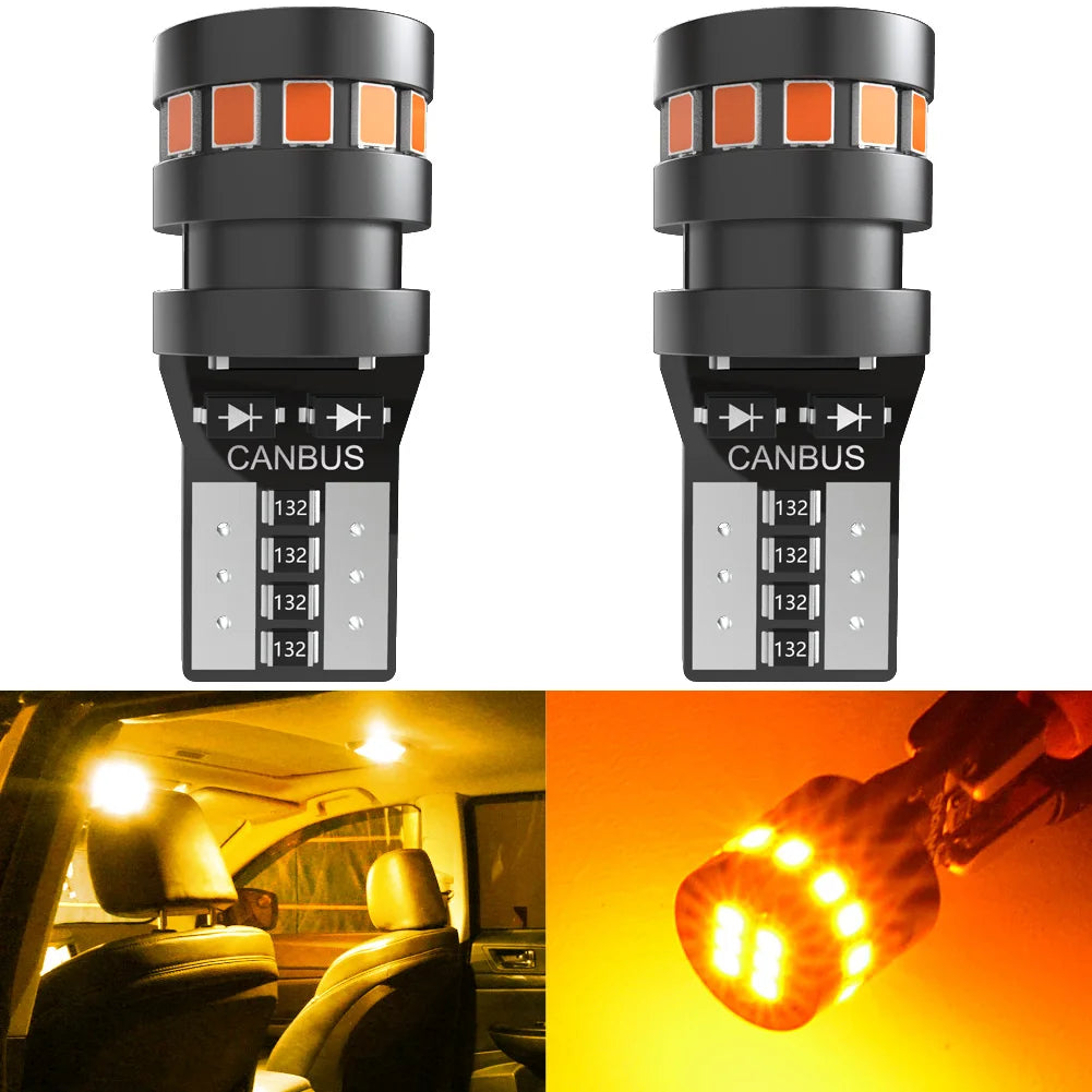 2x High Quality T10 W5W Orange Red 2015 LED Car Interior Reading Dome Light Marker Lamp 168 194 LED Auto Wedge Parking Bulbs - IFINDALL