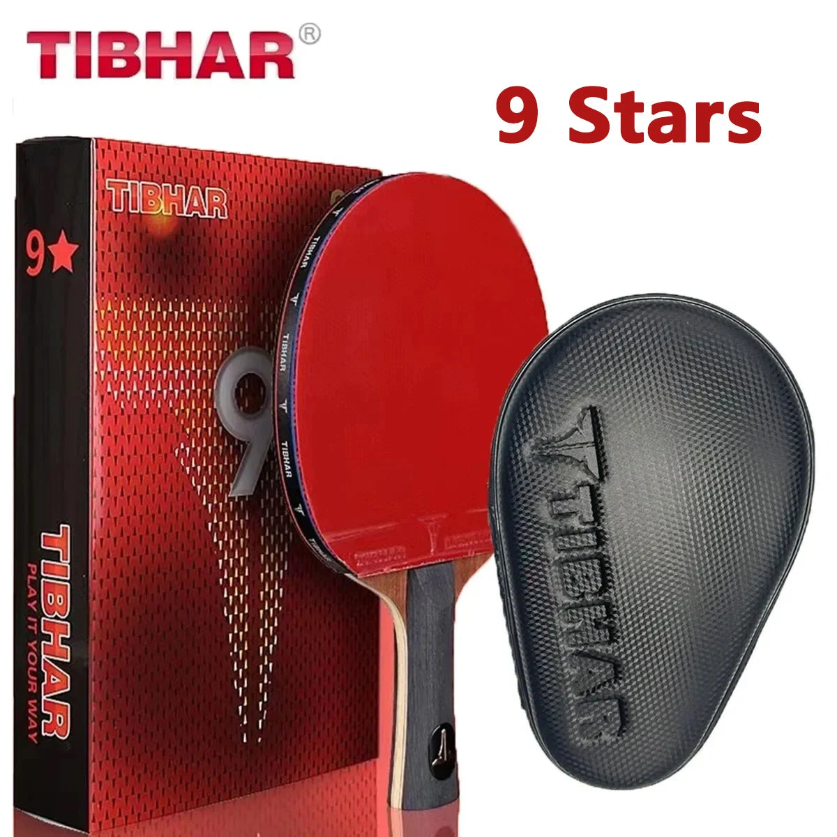 TIBHAR 9 Star Table Tennis Racket Superior Sticky Rubber Carbon Blade Ping Pong Rackets Professional Pimples-in Sticky Original