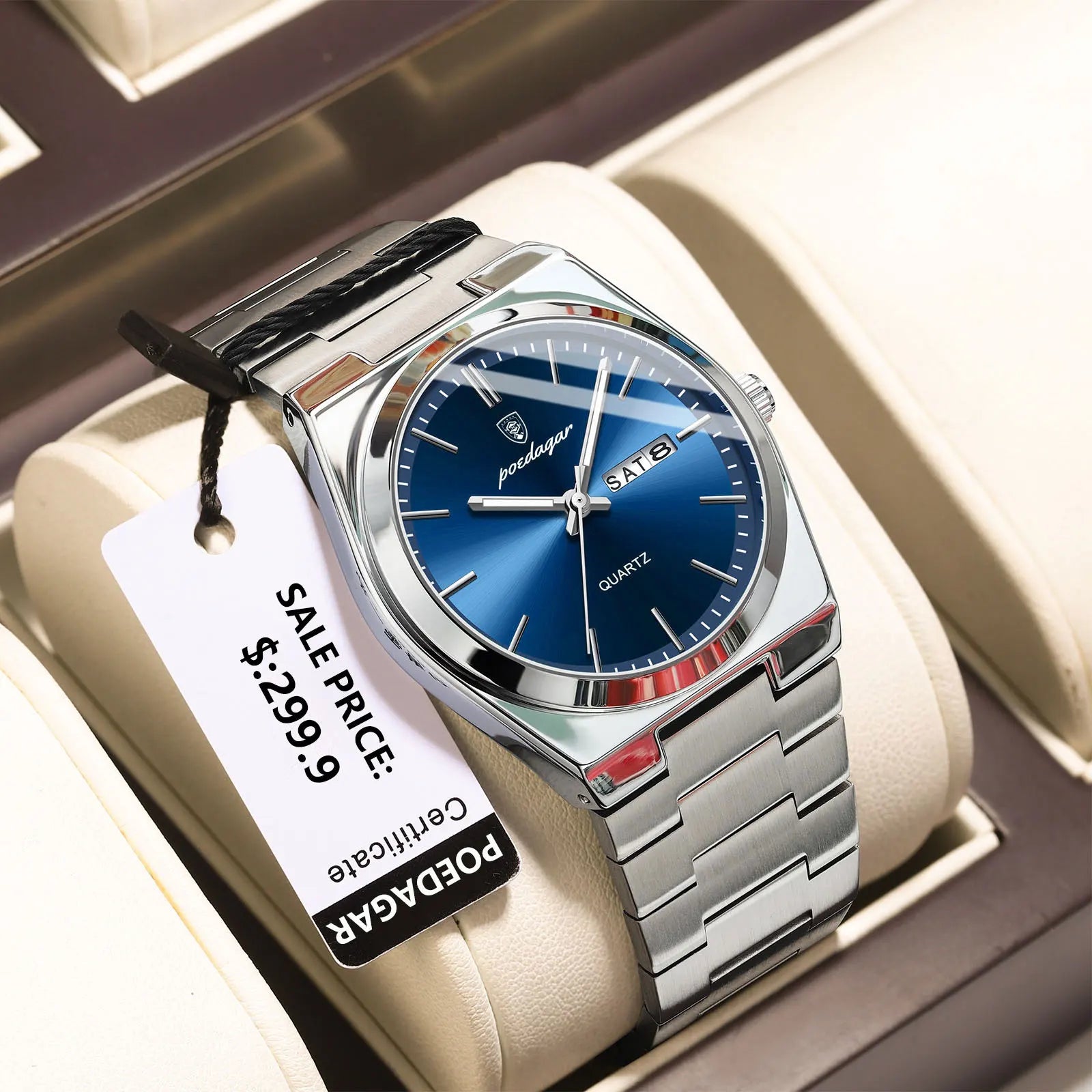 POEDAGAR High Quality Watches For Men Stainless Steel Waterproof Luminous Man Watch Date Week Luxury Business Quartz Men's Watch - IFINDALL