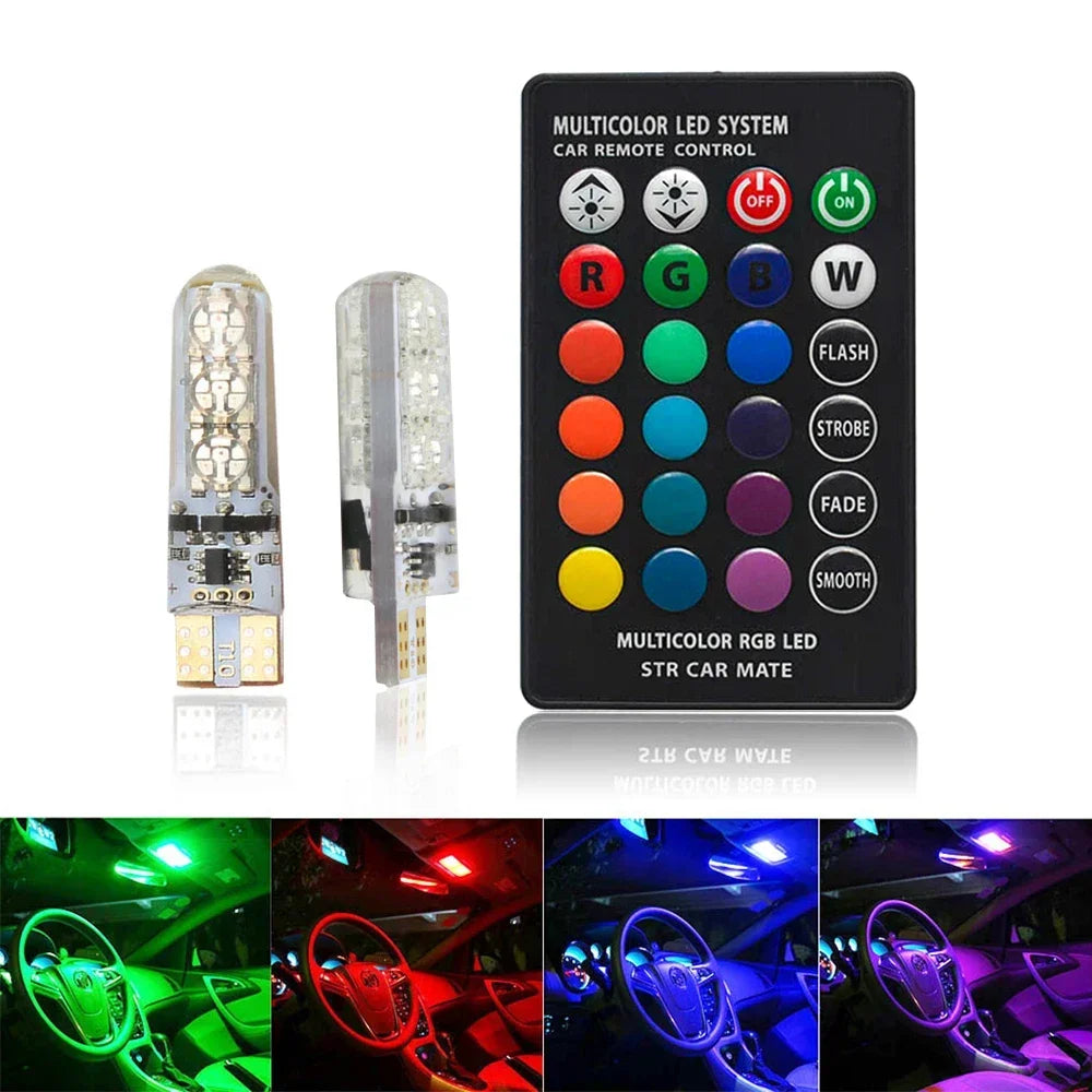 T10 W5w 194 168 5050 Festoon Dome Light Wedge Side Led SilicaGel LED Remote Controller Lamp RGB Bulbs Width Indicator - IFINDALL
