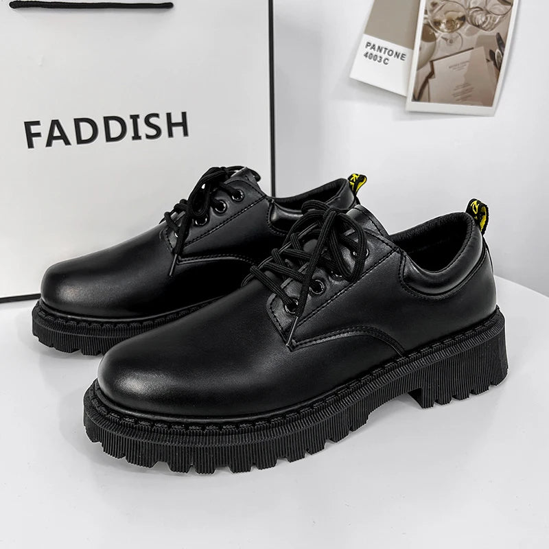 Men Leather Shoes British Business Men's Casual Fashion Shoes Thick Soles Comfort Business Shoes for Men - IFINDALL
