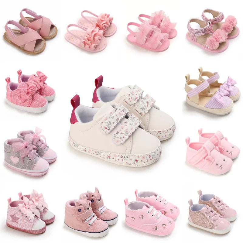 Chaussures décontractées en toile pour nouveau-né, semelles en coton fleuri, antidérapantes, pour bébé, pour les premiers pas