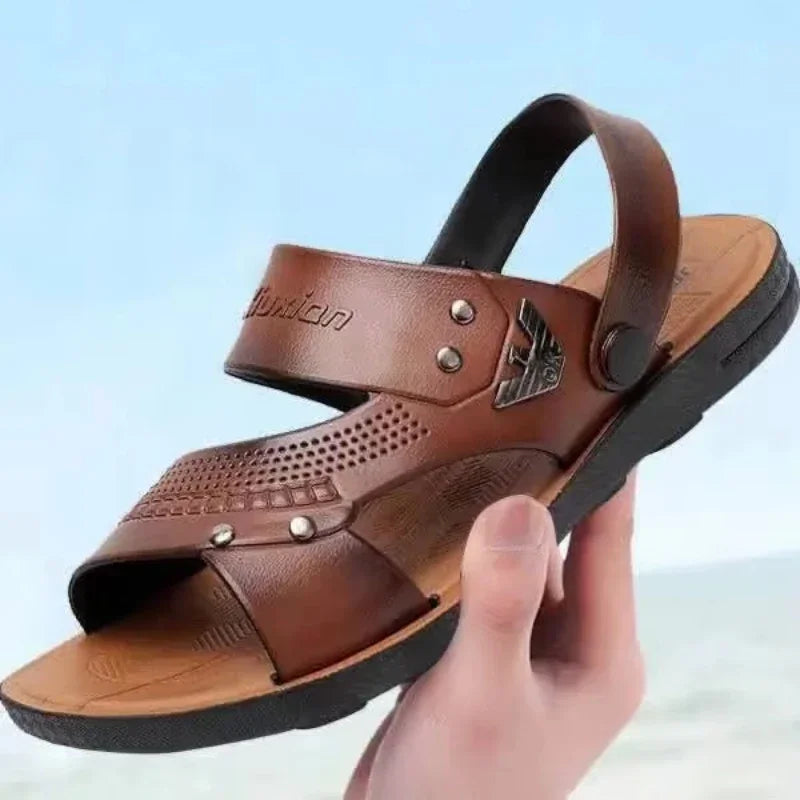 Mens Summer Sandals Outdoor Breathable Casual Sandalias 2025 Non Slip Beach Shoes Formal Office Walking Flats - IFINDALL