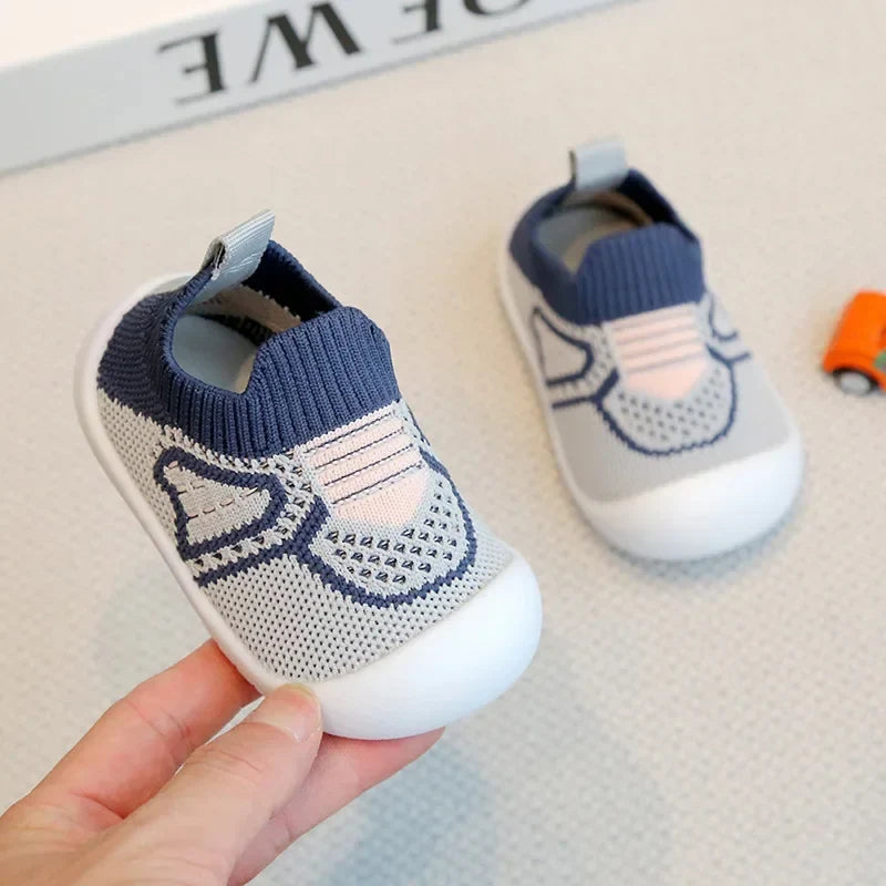 Chaussures pour tout-petits, chaussures antidérapantes à semelle souple pour bébé, chaussettes en maille respirante, chaussures pour bébé en une étape
