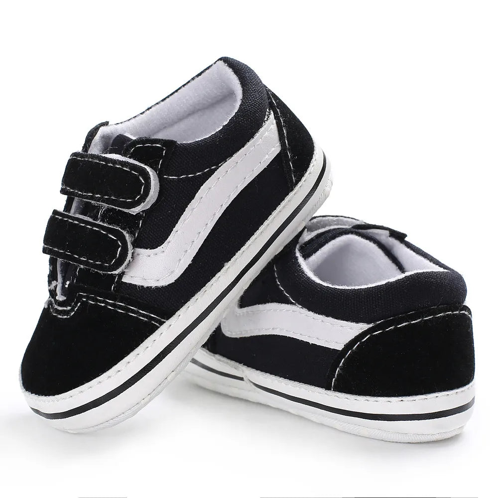 Baskets en toile Meckior pour bébé, rayures classiques, chaussures décontractées pour bébé garçon et fille, antidérapantes, souples, chaussures unisexes pour les premiers pas
