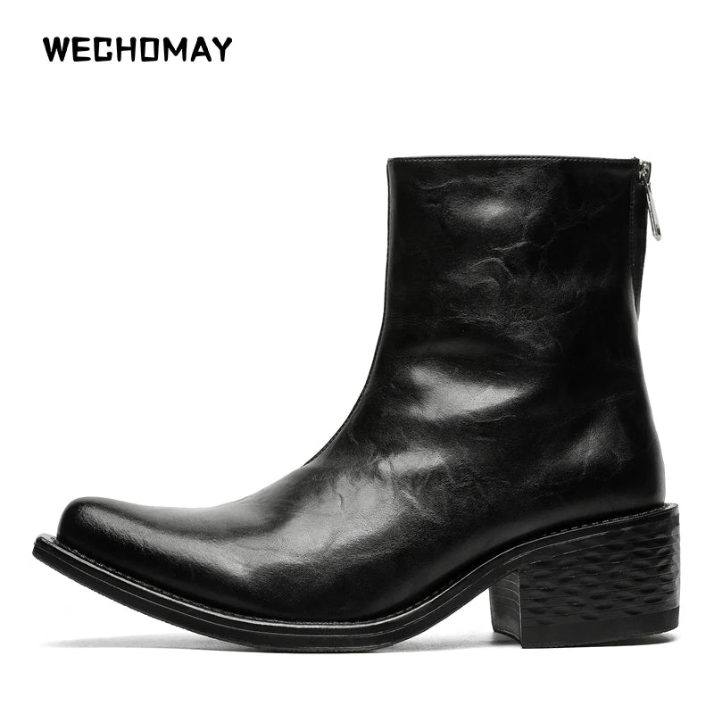 Leather Boots Men Brand British Style Comfortable Fashion Thick-Soled Wizard Ankle Boots - IFINDALL