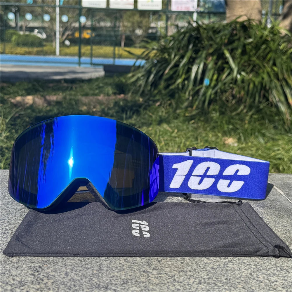 Magnetic Ski Goggles with Bag Double Layer Polarized Lens Skiing Anti-fog UV400 Snowboard Goggles Men Women Ski Glasses Eyewear