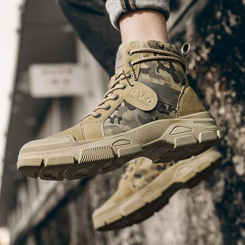 Military Boots for Men Autumn High Top Camouflage Desert Casual Flats Mens Boot Breathable Non Slip Work Shoes Zapatillas Hombre - IFINDALL