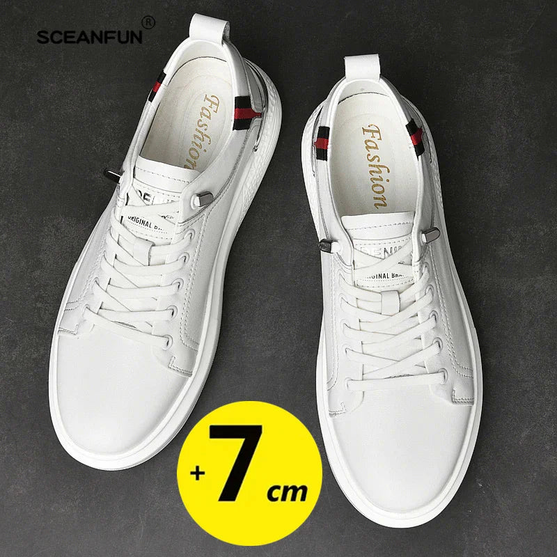 Elevator shoes for man height increase 7cm 2025 Luxury sneaker Genuine Leather Men's Hidden Heels Casual Shoe Heights Genuine Le - IFINDALL