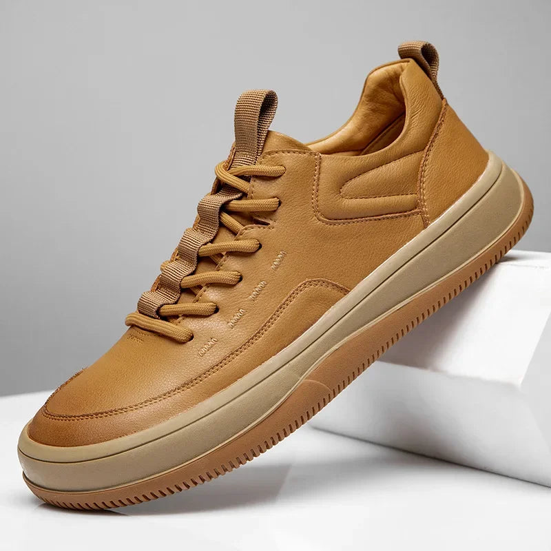 Autumn and Winter Genuine Leather Men's Shoes Fashion Men's Casual Leather Shoes Thick Sole Anti Slip Sports Shoes - IFINDALL