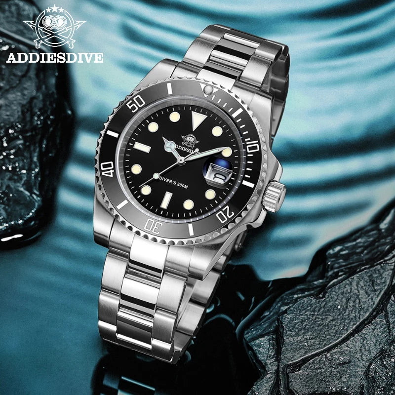 ADDIESDIVE Stainless Steel Watch Men's European and American Business Leisure Quartz Watch Waterproof Outdoor Sports Watch - IFINDALL