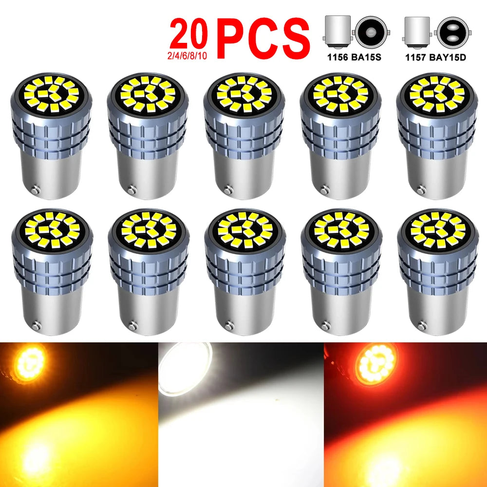 2/4/6/8/10/20 PCS P21W 1156 BA15S 1157 BAY15D LED Bulbs For Car Turn Signal Parking Brake Lights 12V 2016-15SMD White Amber Red - IFINDALL