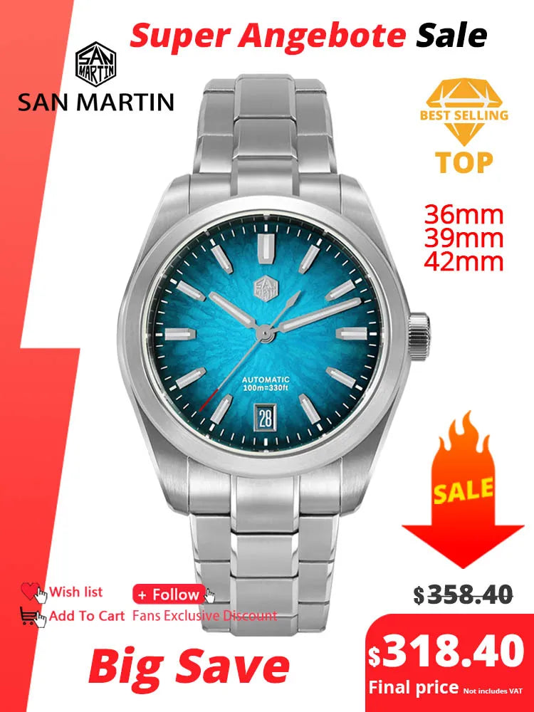 San Martin 36mm 39mm 42mm SN0144 JianZhan Gada Watch Miyota 9015 Original Design Chinese Dress Men Automatic Mechanical Watches - IFINDALL