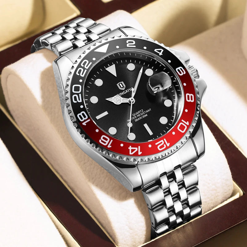 QINGXIYA Luxury Quartz Men Watch Waterproof Luminous Date Man Watch Stainless Steel Business Wristwatches Male Clock Reloj+Box - IFINDALL