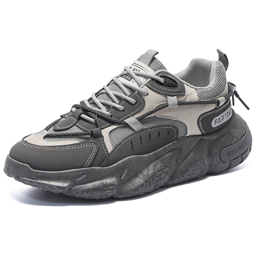 PU Leather Breathable Running Shoes For Mens 2025 Trend Fashion Male Sneakers Mesh Fabric Outdoor Hiking Men's Sport Shoes - IFINDALL