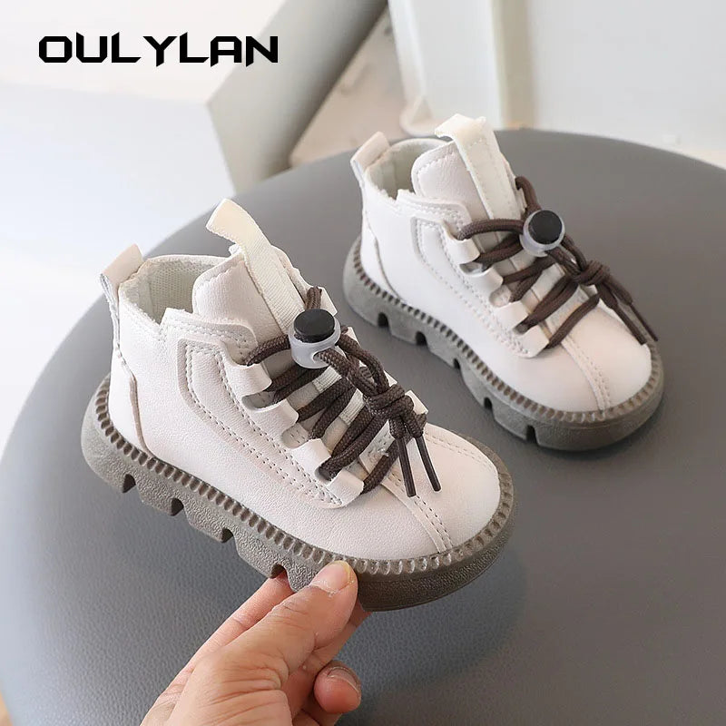 Chaussures de marche pour enfants de 1 à 6 ans, bottes pour garçons et filles, bottes courtes en cuir tendance, chaussures coupe-vent pour printemps et automne