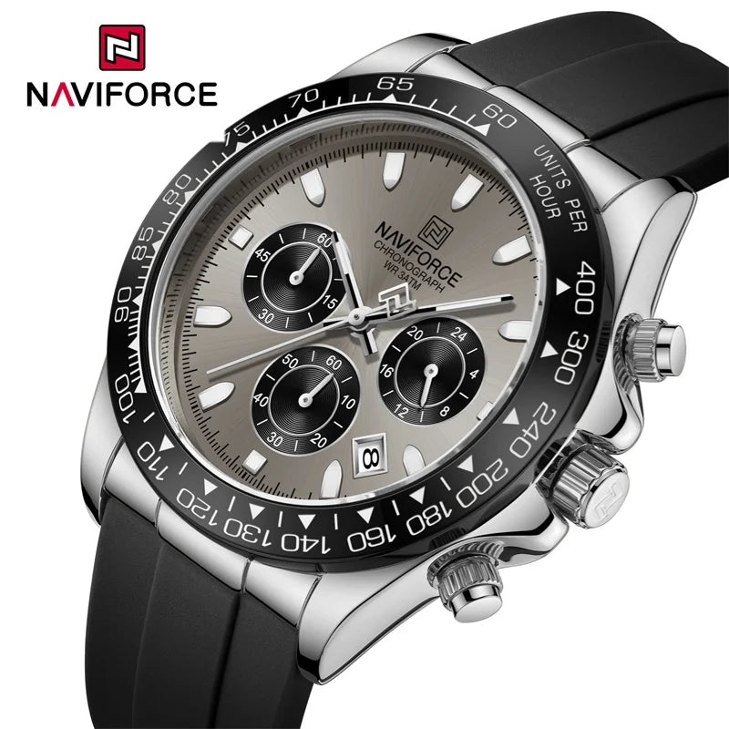 NAVIFORCE Luxury Men's Watch Waterproof Sports Quartz Clock Silicone Strap Chronograph Luminous Wristwatches Relogio Masculino - IFINDALL
