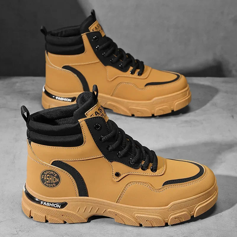 Brand Men's High-top Ankle Boots 2024 Autumn New Outdoor Quality Working Shoes Man Sneaker Hard-Wearing Non-slip Safety Shoes - IFINDALL