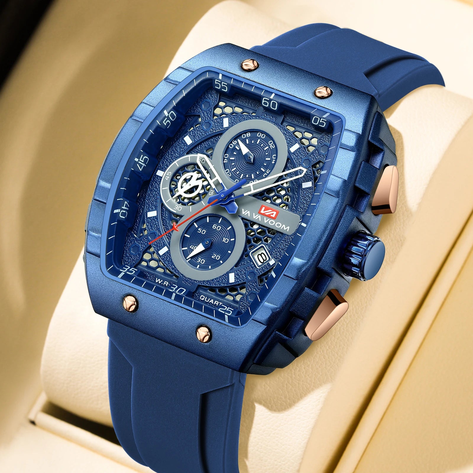 2025 New VA VA VOOM Top Brand Men Watches Luxury Square Sports Quartz Watch Waterproof Multifunctional Chronograph Watch for Men - IFINDALL