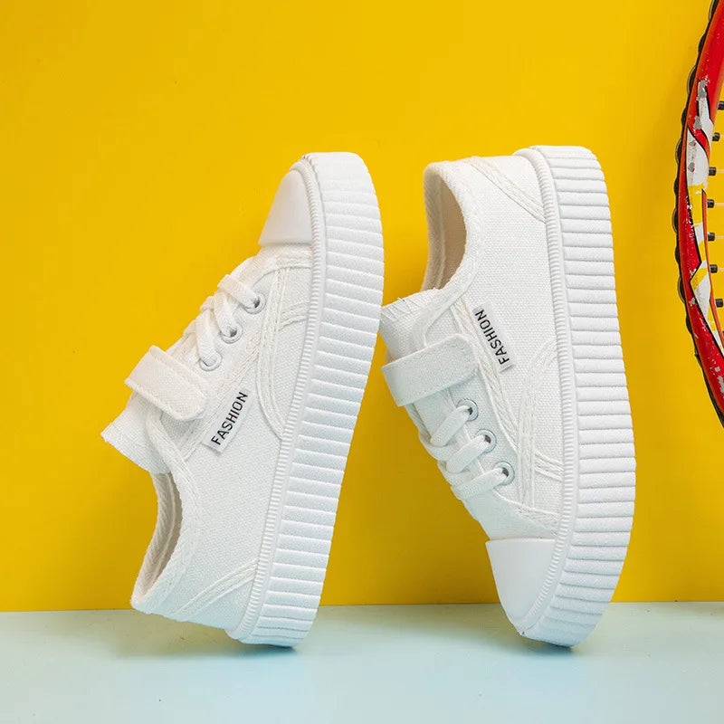 Chaussures décontractées pour enfants, petites chaussures blanches, chaussures en toile pour hommes et femmes, chaussures de ville, chaussures simples pour l'école primaire