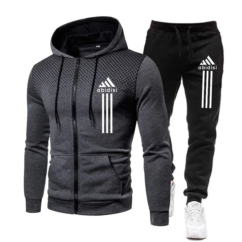 2024 Mens Zipper jacket Hoodies and Sweatpants High Quality Male Outdoor Casual Sports Jogging Suit Gym warm Tracksuit
