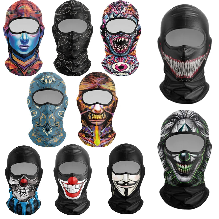 Cooling Full Face Balaclava - 3D Fashion Design Motorcycle Mask UV Protection Breathable Stretchable Unisex Motor Riding Gear