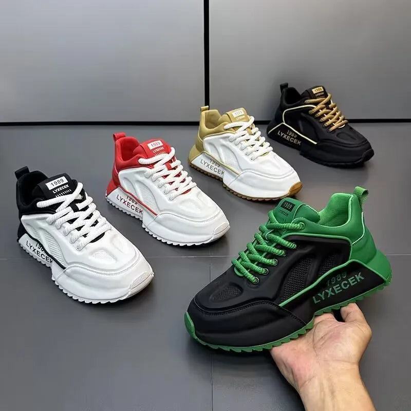 Chunky Sneaker Men Designer Cover Bottom Shoes Fashion Casual Microfiber Leather Upper Increased Internal Platform Board Shoes - IFINDALL