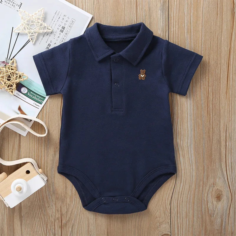 Summer Baby Boys Girls Jumpsuit Solid Polo Infant Baby Boy Girl Clothes Playsuit Newborn Bebies Roupas For 0-1Y
