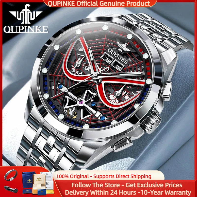 OUPINKE 3250 Luxury Hollow out Men Automatic Mechanical Watch Fashion Original Sports Deep Waterproof Luminous Men Watch Reloj - IFINDALL