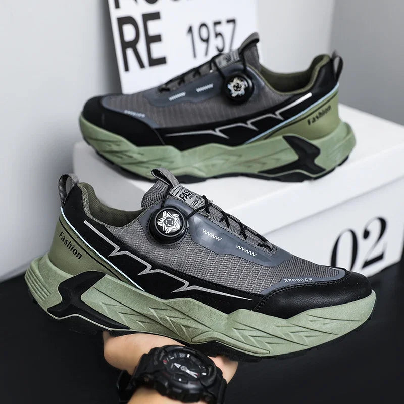 2025 New Mens Shoes Autumn Breathable Button Rotating Mesh Sports Outdoor Sports Leisure Running Hiking Shoes