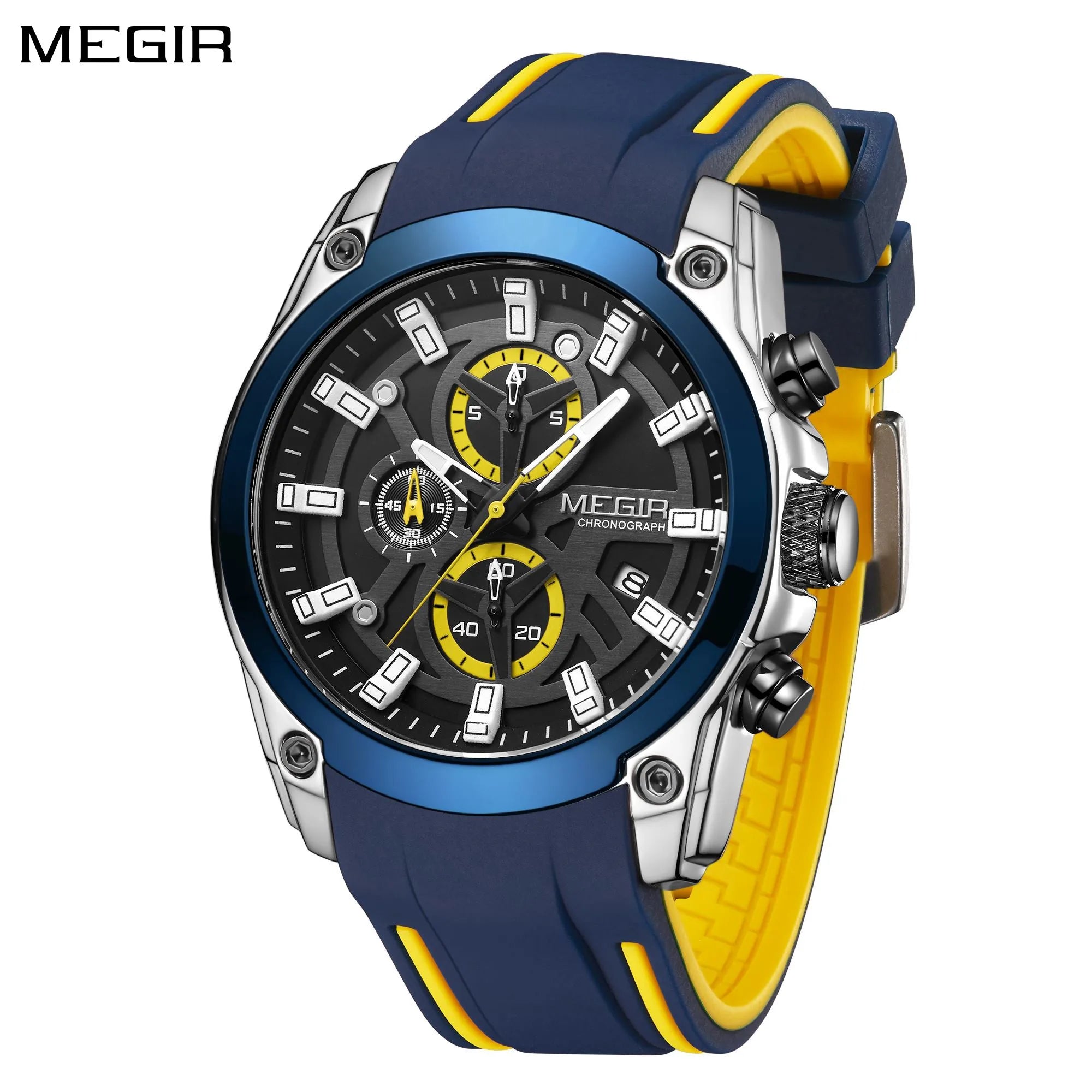 MEGIR Men's Watches Top Brand Luxury Sport Military Wristwatch Chronograph Luminous Date Quartz Watch Silicone Strap Male Clock - IFINDALL