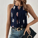 Women's Feather Print Notch V-neck Versatile Camisole Vest - IFINDALL