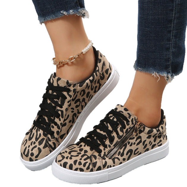 Leopard Print All-matching Four Seasons Lace Up Casual Sneaker by IFINDALL