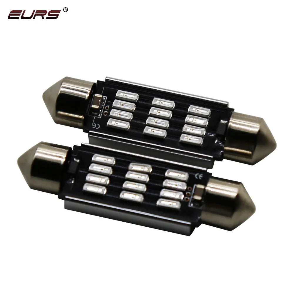 EURS 31MM 36mm 39mm 41mm Dome Light 12SMD 4014 SMD CANBUS Error Free Car Interior Bulb License Plate Lamp white red blue 12V 24V - IFINDALL