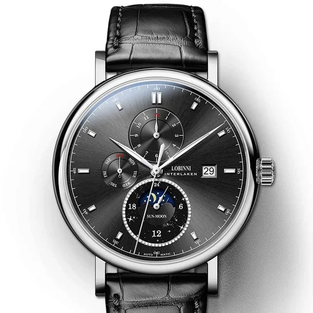 LOBINNI Designer Men Automatic Mechanical Watches Moon Phase Date Week Men Wristwatch Waterproof Sapphire Glass Watches - IFINDALL