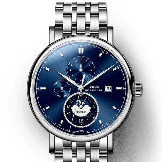 LOBINNI Designer Men Automatic Mechanical Watches Moon Phase Date Week Men Wristwatch Waterproof Sapphire Glass Watches - IFINDALL