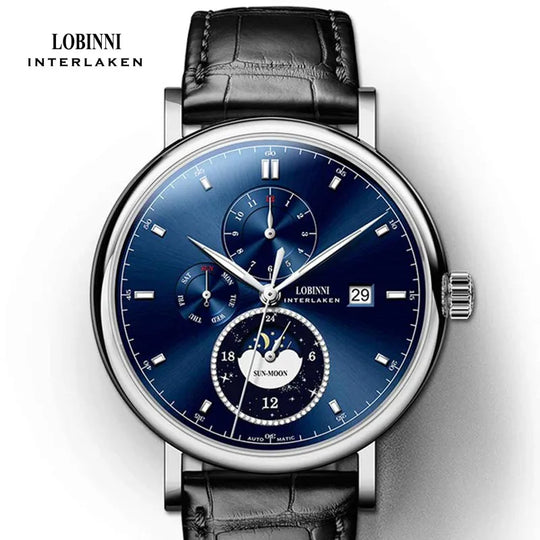 LOBINNI Designer Men Automatic Mechanical Watches Moon Phase Date Week Men Wristwatch Waterproof Sapphire Glass Watches - IFINDALL