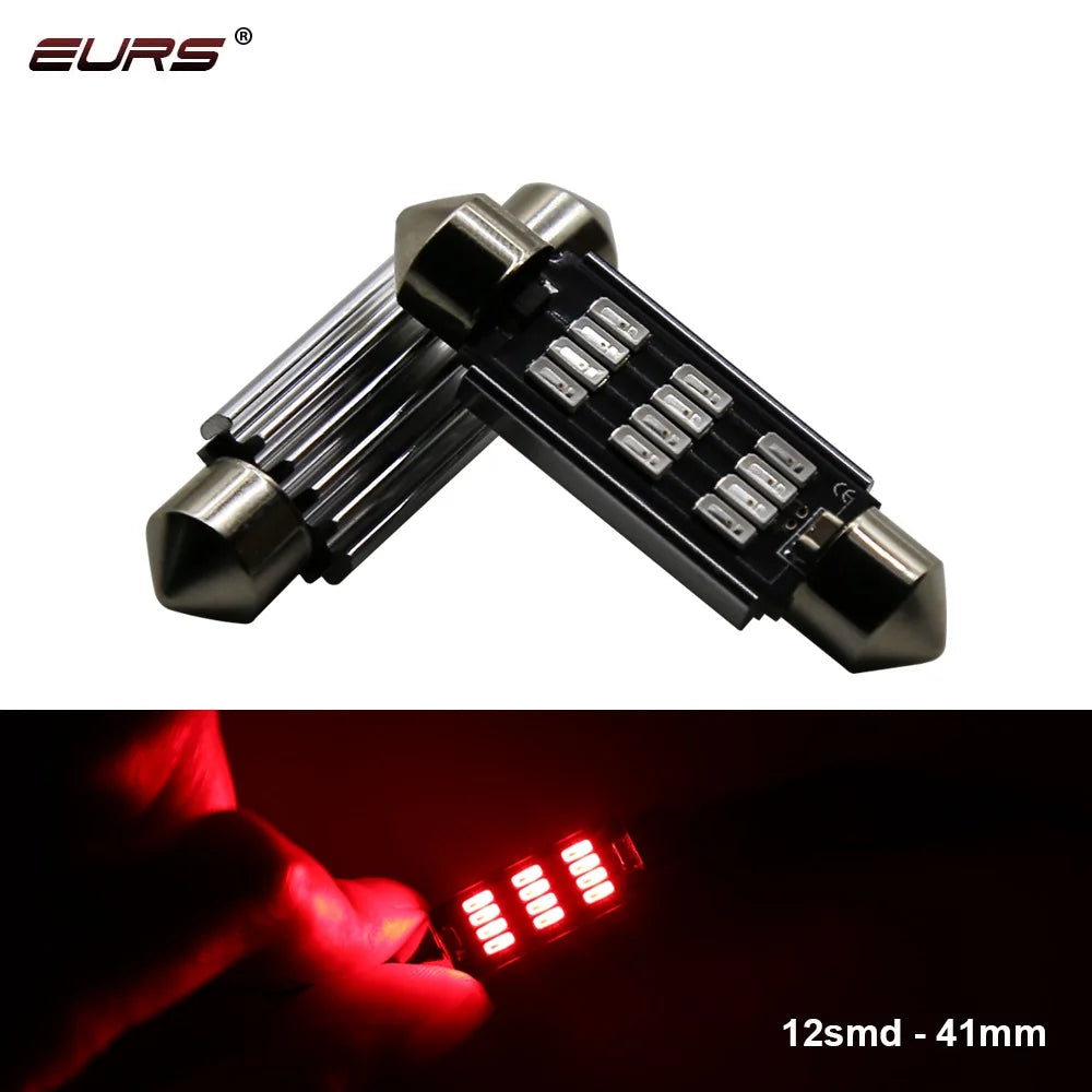 EURS 31MM 36mm 39mm 41mm Dome Light 12SMD 4014 SMD CANBUS Error Free Car Interior Bulb License Plate Lamp white red blue 12V 24V - IFINDALL