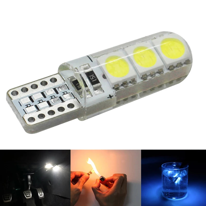 2/6/10 T10 W5W Car LED Bulb Turn Signal Light Interior Dome Reading Light License Plate Wedge Side Super Bright White 12V 6SMD - IFINDALL
